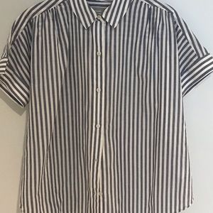 Ever lane size s striped cotton button down top